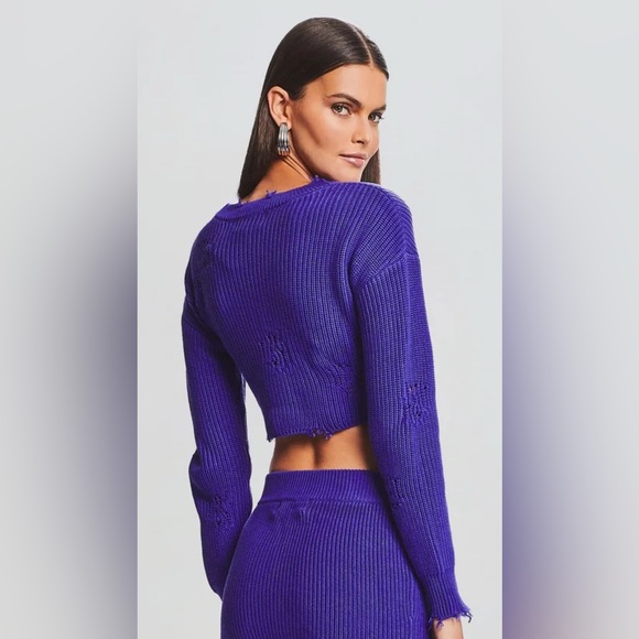 SER.O.YA Cropped Devin Bold Purple Knit Ensemble with Pocket NWT Size Small - Picture 2 of 8